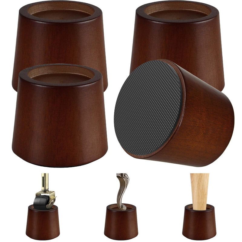 KOIKEY Wooden Furniture Bed Risers - 3 Inch Circle Heavy Duty Furniture Height Extenders Lifts for Sofa Couch Desk Chair Table Base Raising Space, Convenient Store and Cleaning, Pack of 4 - Image 1